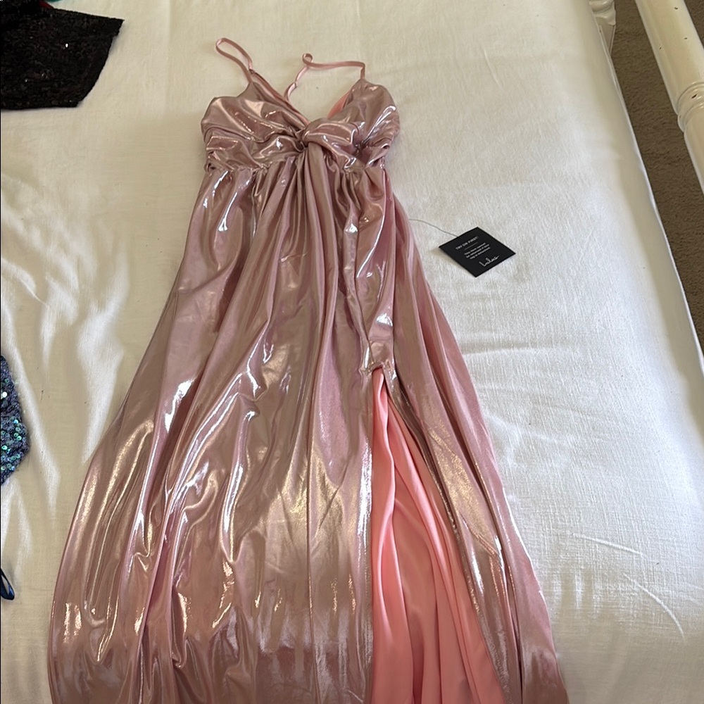 Lulu's Shimmering Pink Maxi Dress
